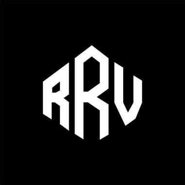 RRV letter logo design with polygon shape. RRV polygon and cube shape logo design. RRV hexagon vector logo template white and black colors. RRV monogram, business and real estate logo.
