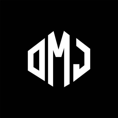 OMJ letter logo design with polygon shape. OMJ polygon and cube shape logo design. OMJ hexagon vector logo template white and black colors. OMJ monogram, business and real estate logo.