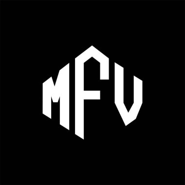 MFV letter logo design with polygon shape. MFV polygon and cube shape logo design. MFV hexagon vector logo template white and black colors. MFV monogram, business and real estate logo.
