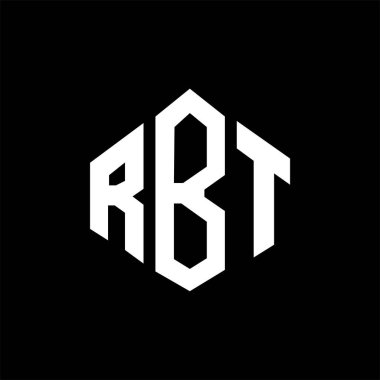 RBT letter logo design with polygon shape. RBT polygon and cube shape logo design. RBT hexagon vector logo template white and black colors. RBT monogram, business and real estate logo.