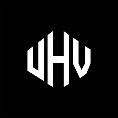 UHV letter logo design with polygon shape. UHV polygon and cube shape logo design. UHV hexagon vector logo template white and black colors. UHV monogram, business and real estate logo.