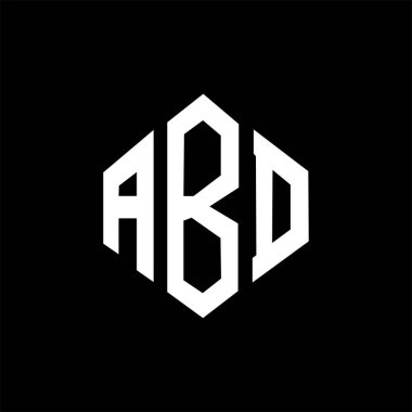 ABD letter logo design with polygon shape. ABD polygon and cube shape logo design. ABD hexagon vector logo template white and black colors. ABD monogram, business and real estate logo.