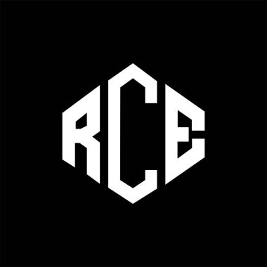 RCE letter logo design with polygon shape. RCE polygon and cube shape logo design. RCE hexagon vector logo template white and black colors. RCE monogram, business and real estate logo.