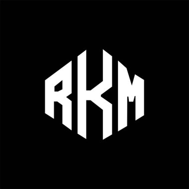 RKM letter logo design with polygon shape. RKM polygon and cube shape logo design. RKM hexagon vector logo template white and black colors. RKM monogram, business and real estate logo.