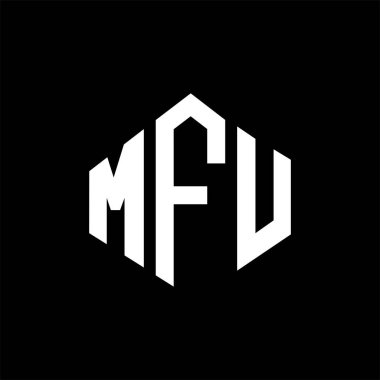 MFU letter logo design with polygon shape. MFU polygon and cube shape logo design. MFU hexagon vector logo template white and black colors. MFU monogram, business and real estate logo.