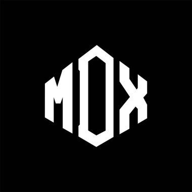 MDX letter logo design with polygon shape. MDX polygon and cube shape logo design. MDX hexagon vector logo template white and black colors. MDX monogram, business and real estate logo.