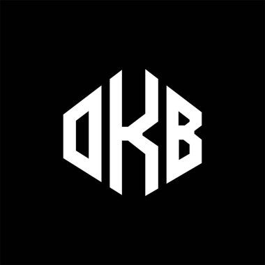 OKB letter logo design with polygon shape. OKB polygon and cube shape logo design. OKB hexagon vector logo template white and black colors. OKB monogram, business and real estate logo.