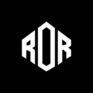 ROR letter logo design with polygon shape. ROR polygon and cube shape logo design. ROR hexagon vector logo template white and black colors. ROR monogram, business and real estate logo.