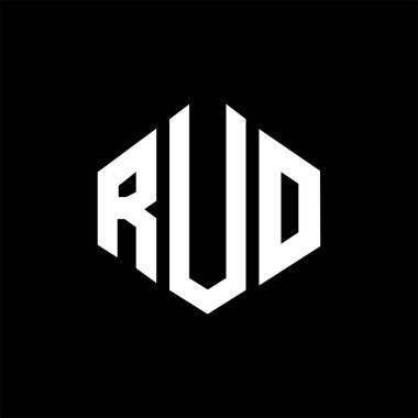 RUO letter logo design with polygon shape. RUO polygon and cube shape logo design. RUO hexagon vector logo template white and black colors. RUO monogram, business and real estate logo.