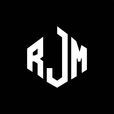RJM letter logo design with polygon shape. RJM polygon and cube shape logo design. RJM hexagon vector logo template white and black colors. RJM monogram, business and real estate logo.