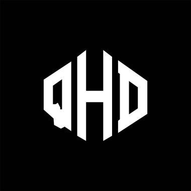 QHD letter logo design with polygon shape. QHD polygon and cube shape logo design. QHD hexagon vector logo template white and black colors. QHD monogram, business and real estate logo.