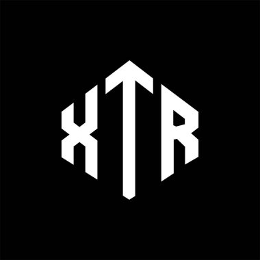XTR letter logo design with polygon shape. XTR polygon and cube shape logo design. XTR hexagon vector logo template white and black colors. XTR monogram, business and real estate logo.
