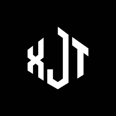 XJT letter logo design with polygon shape. XJT polygon and cube shape logo design. XJT hexagon vector logo template white and black colors. XJT monogram, business and real estate logo.