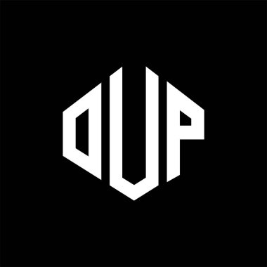 OUP letter logo design with polygon shape. OUP polygon and cube shape logo design. OUP hexagon vector logo template white and black colors. OUP monogram, business and real estate logo.