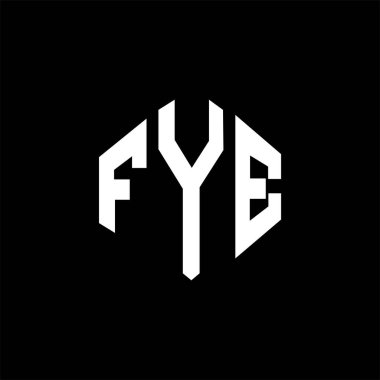 FYE letter logo design with polygon shape. FYE polygon and cube shape logo design. FYE hexagon vector logo template white and black colors. FYE monogram, business and real estate logo.