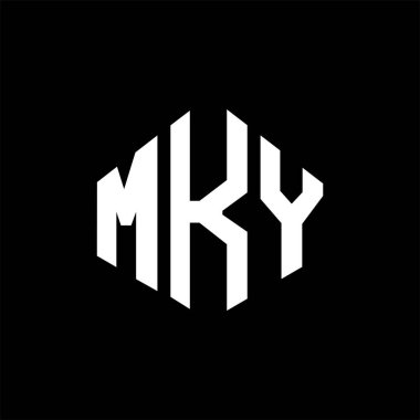 MKY letter logo design with polygon shape. MKY polygon and cube shape logo design. MKY hexagon vector logo template white and black colors. MKY monogram, business and real estate logo.