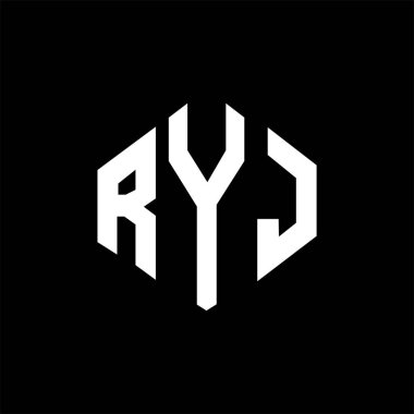 RYJ letter logo design with polygon shape. RYJ polygon and cube shape logo design. RYJ hexagon vector logo template white and black colors. RYJ monogram, business and real estate logo.