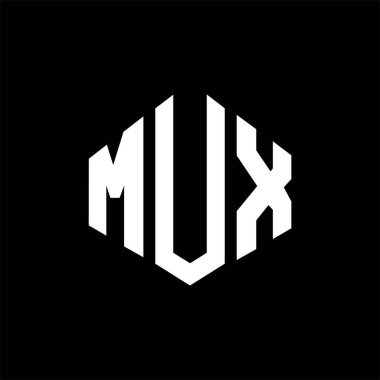 MUX letter logo design with polygon shape. MUX polygon and cube shape logo design. MUX hexagon vector logo template white and black colors. MUX monogram, business and real estate logo.