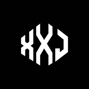 XXJ letter logo design with polygon shape. XXJ polygon and cube shape logo design. XXJ hexagon vector logo template white and black colors. XXJ monogram, business and real estate logo.
