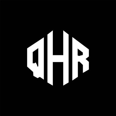 QHR letter logo design with polygon shape. QHR polygon and cube shape logo design. QHR hexagon vector logo template white and black colors. QHR monogram, business and real estate logo.