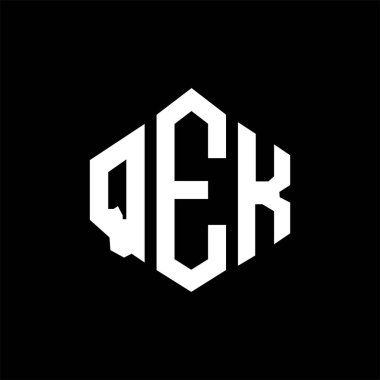 QEK letter logo design with polygon shape. QEK polygon and cube shape logo design. QEK hexagon vector logo template white and black colors. QEK monogram, business and real estate logo.