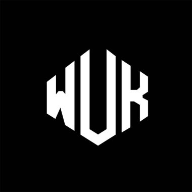 WUK letter logo design with polygon shape. WUK polygon and cube shape logo design. WUK hexagon vector logo template white and black colors. WUK monogram, business and real estate logo.
