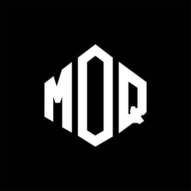 MOQ letter logo design with polygon shape. MOQ polygon and cube shape logo design. MOQ hexagon vector logo template white and black colors. MOQ monogram, business and real estate logo.
