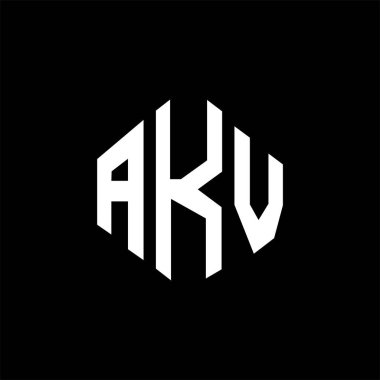 AKV letter logo design with polygon shape. AKV polygon and cube shape logo design. AKV hexagon vector logo template white and black colors. AKV monogram, business and real estate logo.