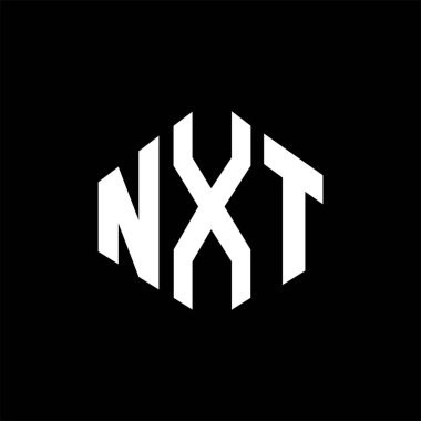 NXT letter logo design with polygon shape. NXT polygon and cube shape logo design. NXT hexagon vector logo template white and black colors. NXT monogram, business and real estate logo.