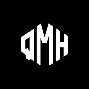 QMH letter logo design with polygon shape. QMH polygon and cube shape logo design. QMH hexagon vector logo template white and black colors. QMH monogram, business and real estate logo.