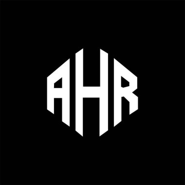 AHR letter logo design with polygon shape. AHR polygon and cube shape logo design. AHR hexagon vector logo template white and black colors. AHR monogram, business and real estate logo.