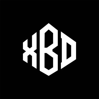 XBD letter logo design with polygon shape. XBD polygon and cube shape logo design. XBD hexagon vector logo template white and black colors. XBD monogram, business and real estate logo.