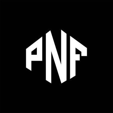 PNF letter logo design with polygon shape. PNF polygon and cube shape logo design. PNF hexagon vector logo template white and black colors. PNF monogram, business and real estate logo.