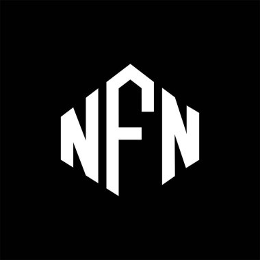 NFN letter logo design with polygon shape. NFN polygon and cube shape logo design. NFN hexagon vector logo template white and black colors. NFN monogram, business and real estate logo.