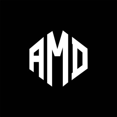 AMD letter logo design with polygon shape. AMD polygon and cube shape logo design. AMD hexagon vector logo template white and black colors. AMD monogram, business and real estate logo.