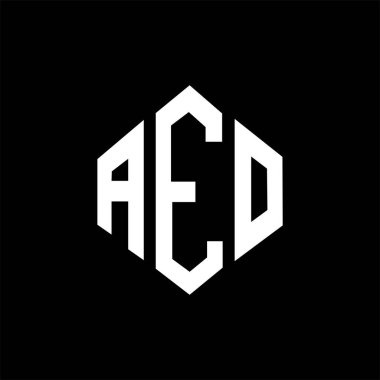 AEO letter logo design with polygon shape. AEO polygon and cube shape logo design. AEO hexagon vector logo template white and black colors. AEO monogram, business and real estate logo.
