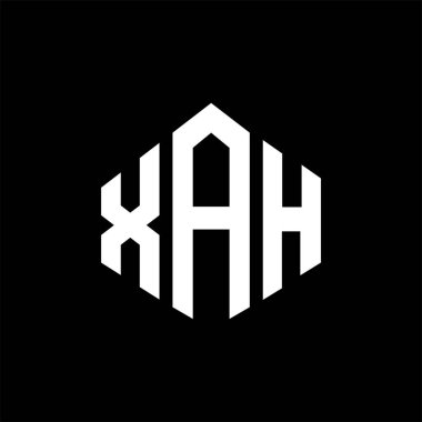 XAH letter logo design with polygon shape. XAH polygon and cube shape logo design. XAH hexagon vector logo template white and black colors. XAH monogram, business and real estate logo.