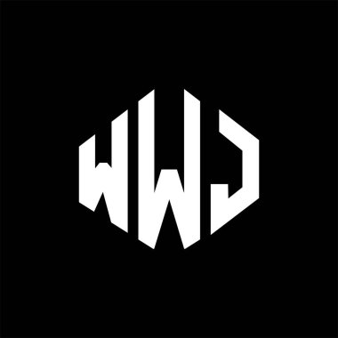 WWJ letter logo design with polygon shape. WWJ polygon and cube shape logo design. WWJ hexagon vector logo template white and black colors. WWJ monogram, business and real estate logo.