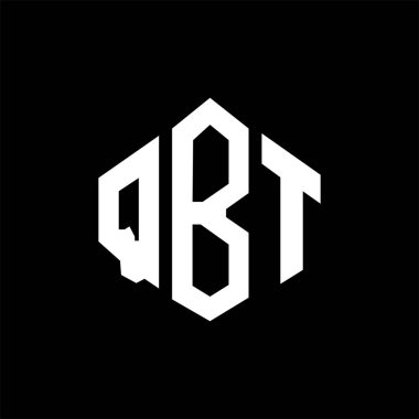 QBT letter logo design with polygon shape. QBT polygon and cube shape logo design. QBT hexagon vector logo template white and black colors. QBT monogram, business and real estate logo.