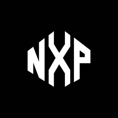 NXP letter logo design with polygon shape. NXP polygon and cube shape logo design. NXP hexagon vector logo template white and black colors. NXP monogram, business and real estate logo.