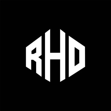 RHO letter logo design with polygon shape. RHO polygon and cube shape logo design. RHO hexagon vector logo template white and black colors. RHO monogram, business and real estate logo.