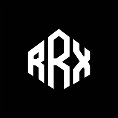 RRX letter logo design with polygon shape. RRX polygon and cube shape logo design. RRX hexagon vector logo template white and black colors. RRX monogram, business and real estate logo.
