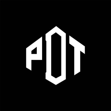 PDT letter logo design with polygon shape. PDT polygon and cube shape logo design. PDT hexagon vector logo template white and black colors. PDT monogram, business and real estate logo.