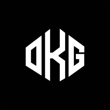 OKG letter logo design with polygon shape. OKG polygon and cube shape logo design. OKG hexagon vector logo template white and black colors. OKG monogram, business and real estate logo.