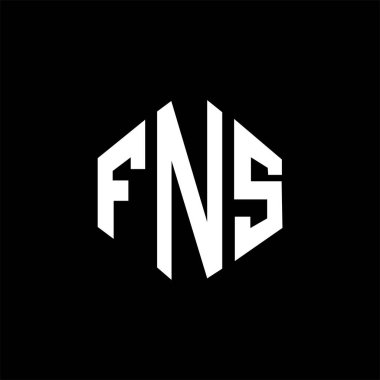 FNS letter logo design with polygon shape. FNS polygon and cube shape logo design. FNS hexagon vector logo template white and black colors. FNS monogram, business and real estate logo.