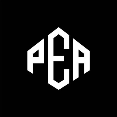 PEA letter logo design with polygon shape. PEA polygon and cube shape logo design. PEA hexagon vector logo template white and black colors. PEA monogram, business and real estate logo.