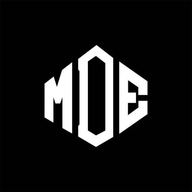 MDE letter logo design with polygon shape. MDE polygon and cube shape logo design. MDE hexagon vector logo template white and black colors. MDE monogram, business and real estate logo.