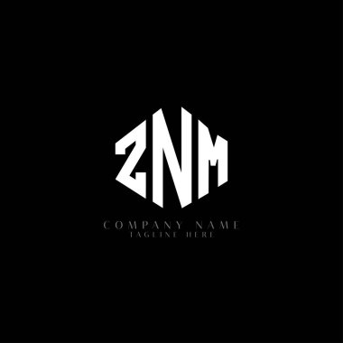 ZNM letter logo design with polygon shape. ZNM polygon and cube shape logo design. ZNM hexagon vector logo template white and black colors. ZNM monogram, business and real estate logo.