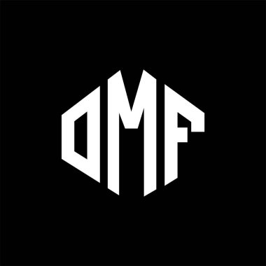 OMF letter logo design with polygon shape. OMF polygon and cube shape logo design. OMF hexagon vector logo template white and black colors. OMF monogram, business and real estate logo.