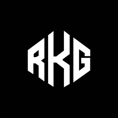 RKG letter logo design with polygon shape. RKG polygon and cube shape logo design. RKG hexagon vector logo template white and black colors. RKG monogram, business and real estate logo.